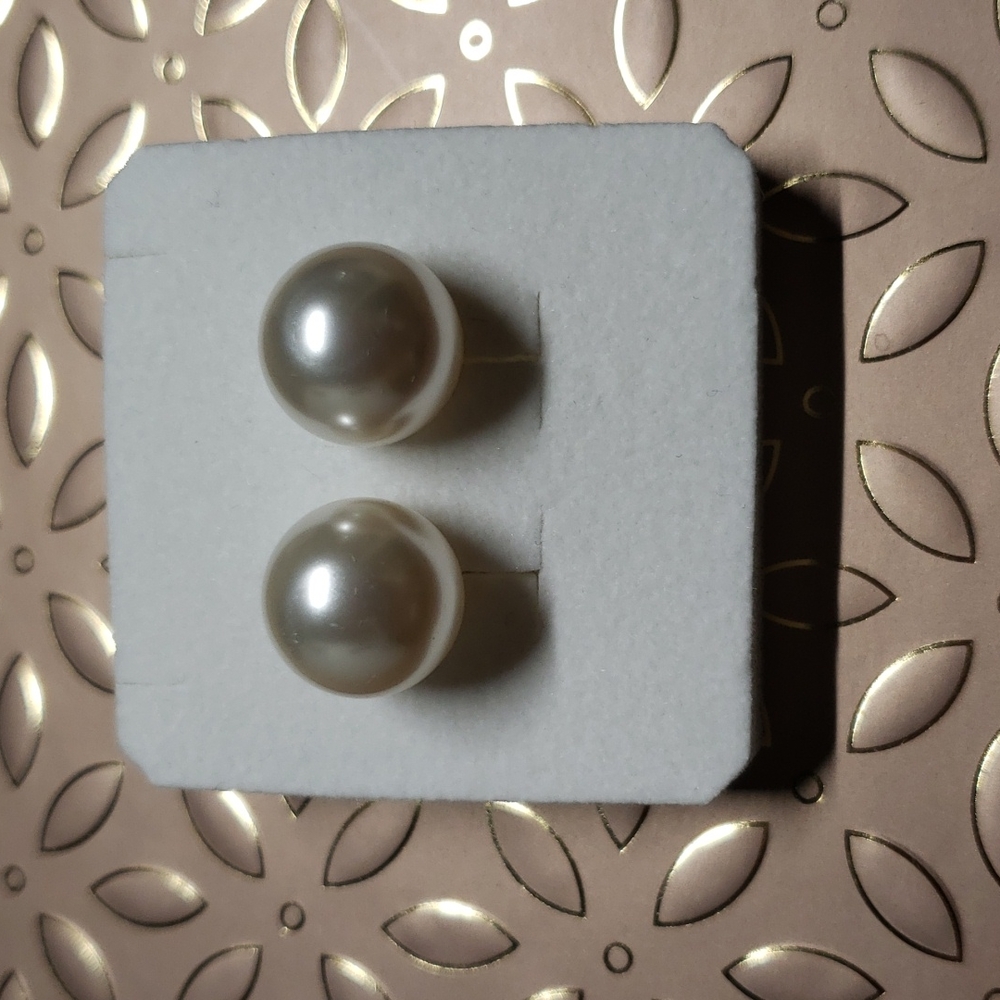 Titanium post pearl stud earrings - extra large